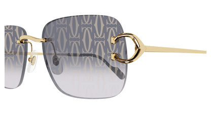 Cartier CT0330S Square Sunglasses in Gray Mirror Gold, detail view