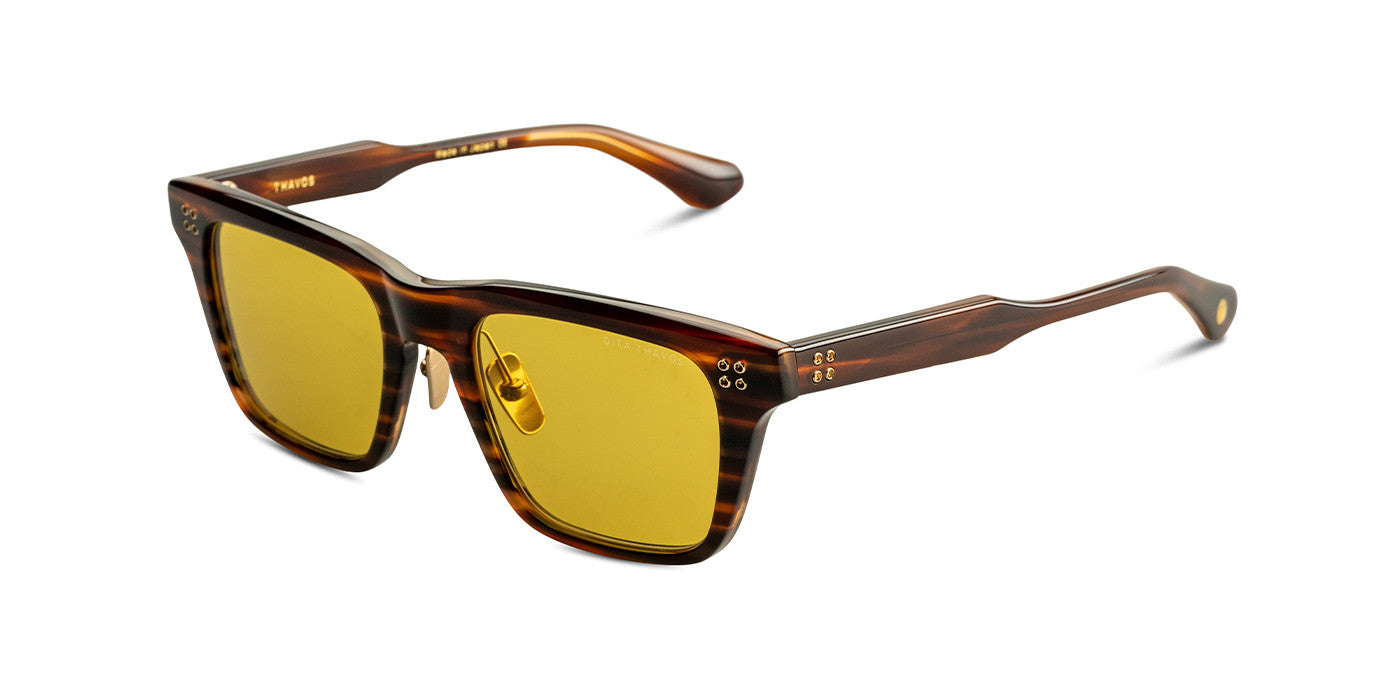 DITA THAVOS Pilot Sunglasses in Golden Amber / Chestnut Swirl, angle view