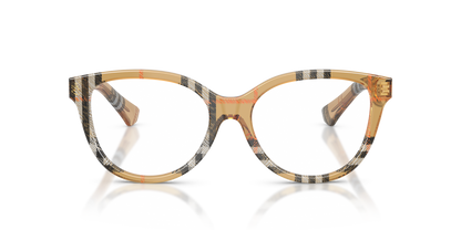 Burberry BE2456 Cat Eye Eyeglasses in Clear Lenses With Check Sand Frame, front view