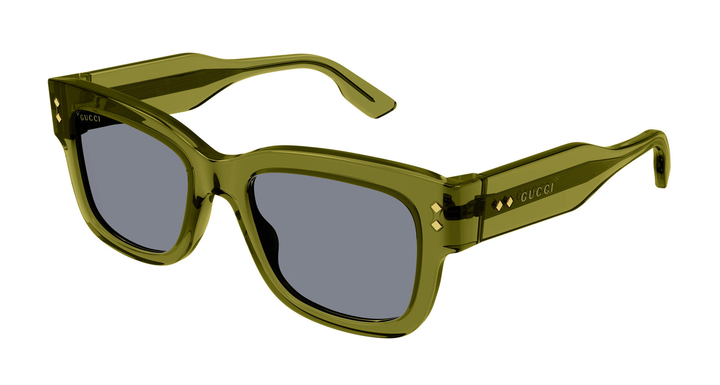 Gucci GG1217S Square Sunglasses in Grey/Green, angle view
