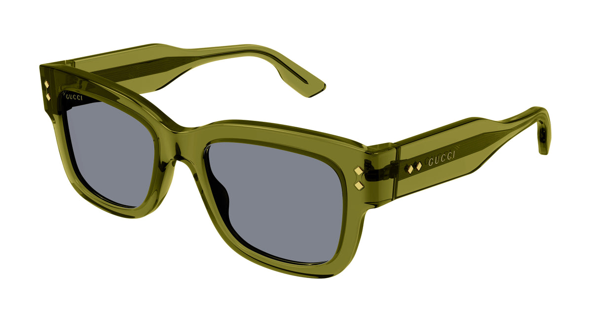 Gucci GG1217S Square Sunglasses in Grey/Green, angle view