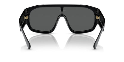 Versace VE4439S Geometric Sunglasses in Solid Dark Grey Lenses With Black Frame, detail view