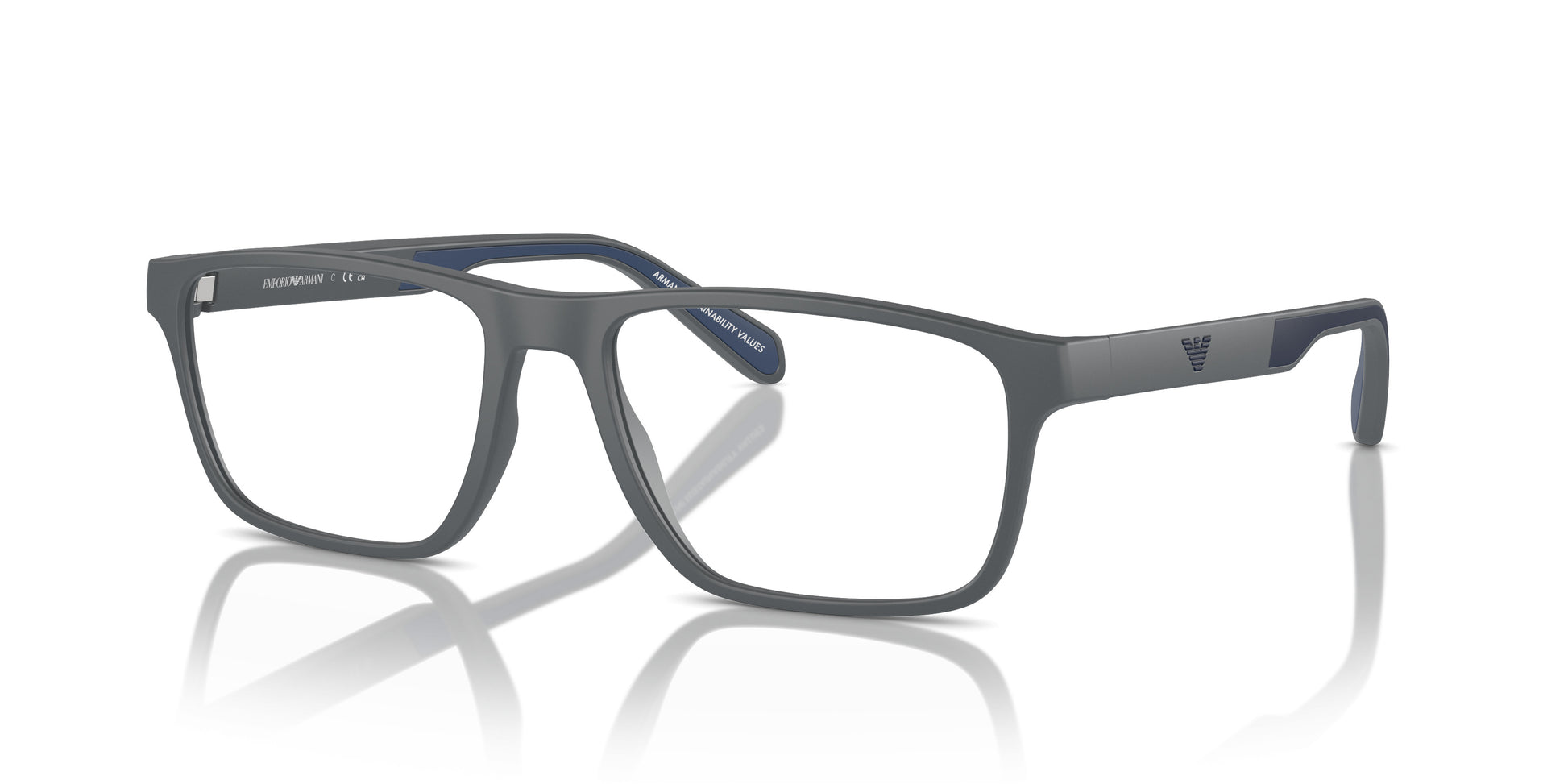 Emporio Armani EA3233 Rectangle Eyeglasses in Matte Dark Grey, front view