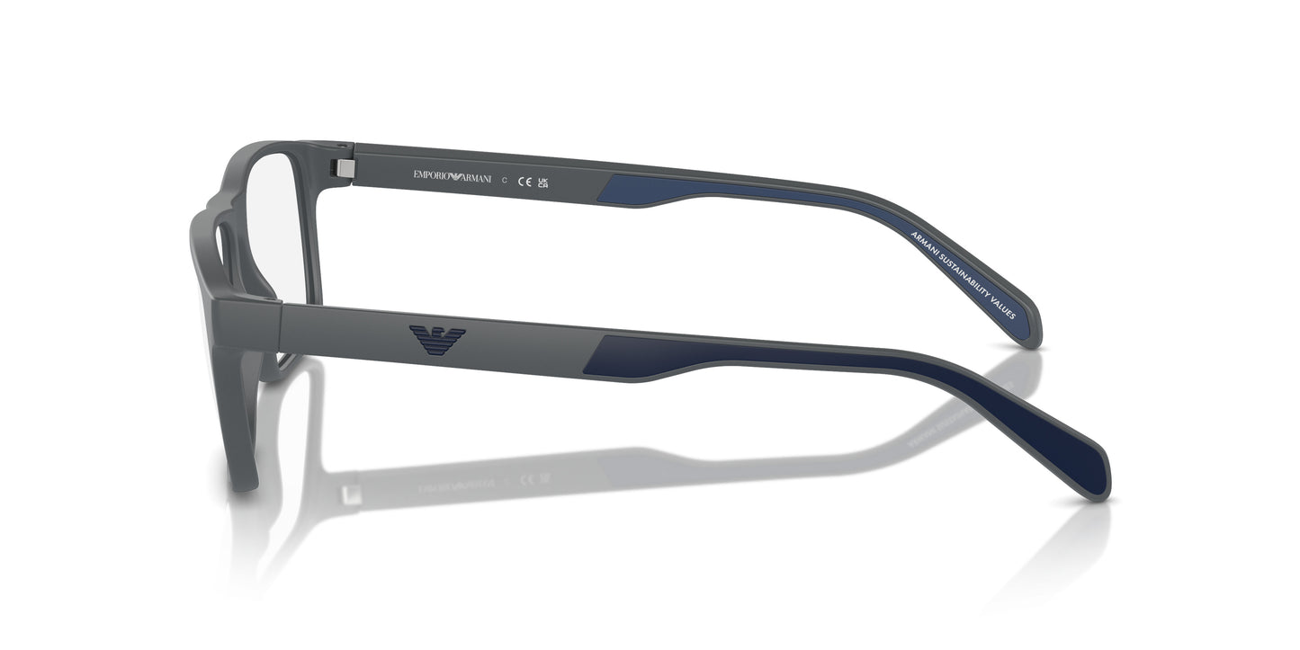 Emporio Armani EA3233 Rectangle Eyeglasses in Matte Dark Grey, side view