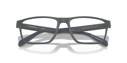 Emporio Armani EA3233 Rectangle Eyeglasses in Matte Dark Grey, detail view