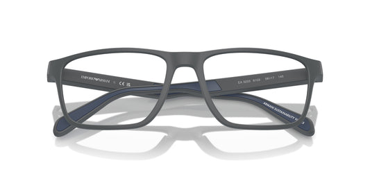 Emporio Armani EA3233 Rectangle Eyeglasses in Matte Dark Grey, detail view