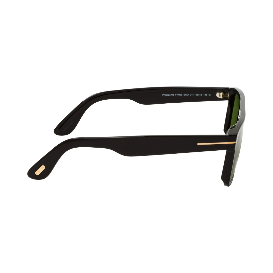 Tom Ford TF0999 Rectangle Sunglasses in Green / Shiny Black, side view