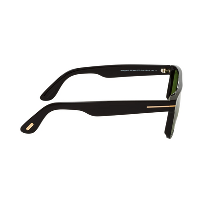 Tom Ford TF0999 Rectangle Sunglasses in Green / Shiny Black, side view