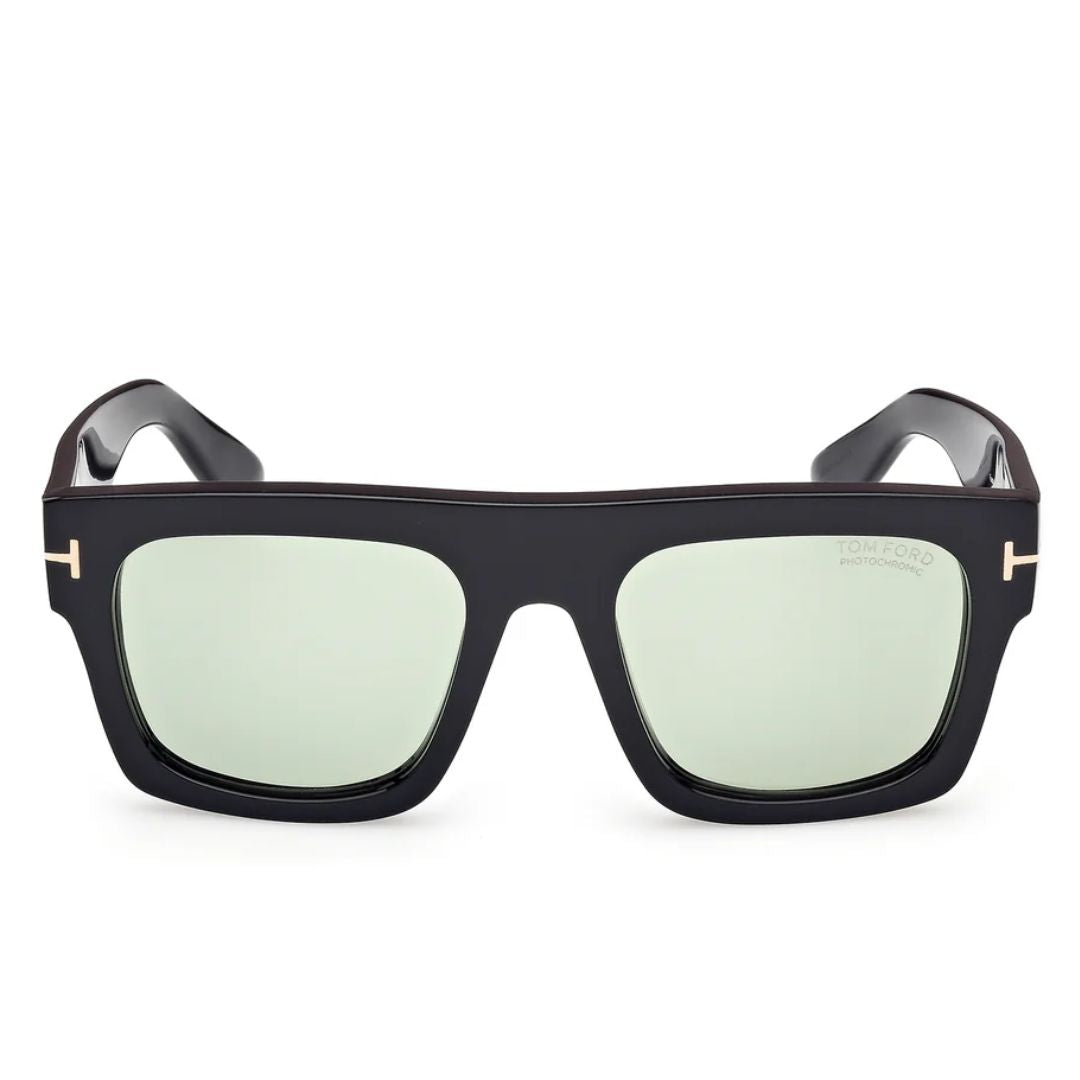 Tom Ford TF0711 Square Sunglasses in Green Photochromic Shiny Black, side view