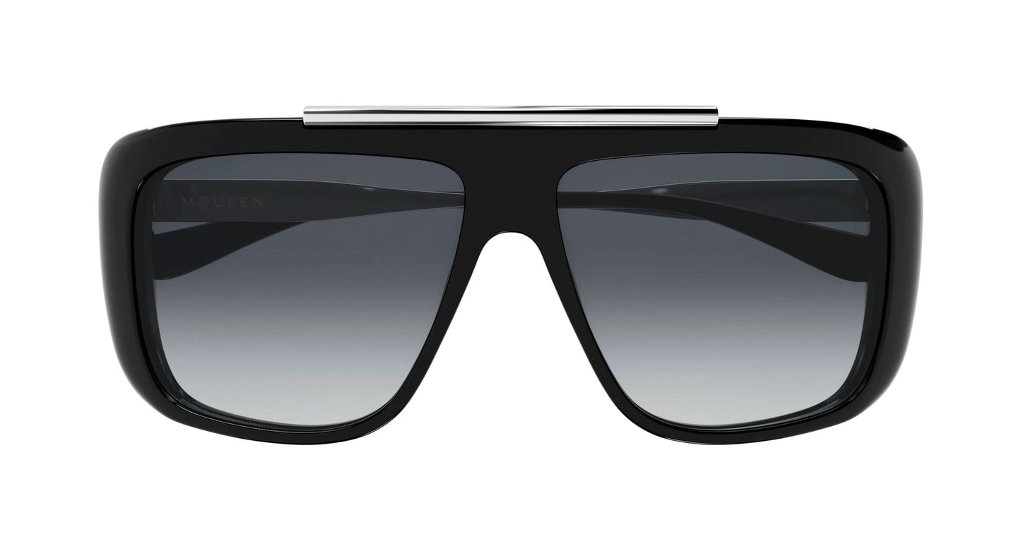 Alexander McQueen AM0492S Aviator Sunglasses in Gradient Grey Lenses With Shiny Black Frame, side view