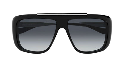 Alexander McQueen AM0492S Aviator Sunglasses in Gradient Grey Lenses With Shiny Black Frame, side view