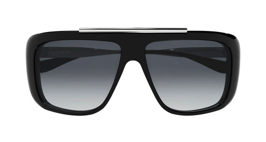 Alexander McQueen AM0492S Aviator Sunglasses in Gradient Grey Lenses With Shiny Black Frame, side view