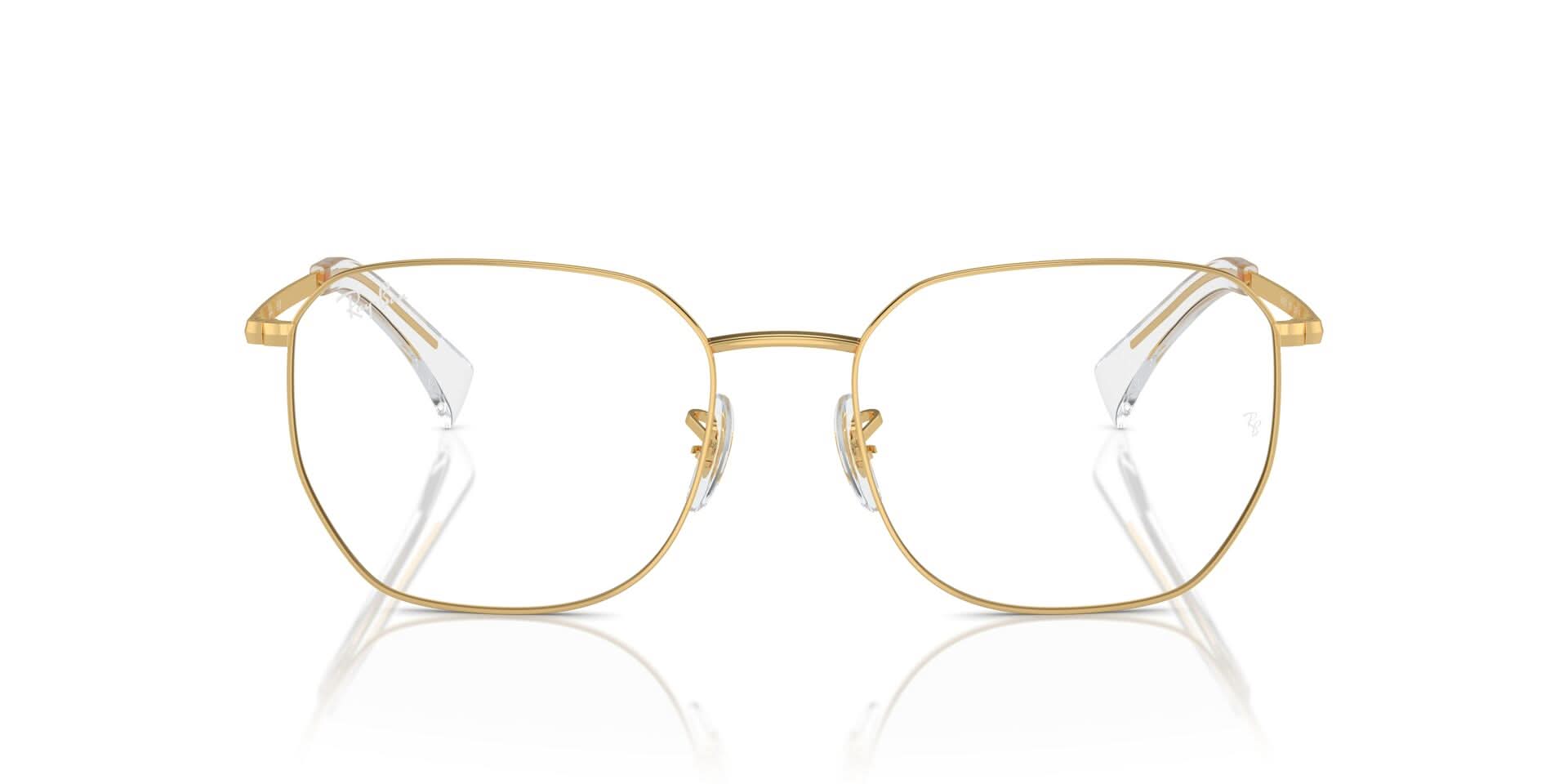Ray-Ban RX6522I Geometric Eyeglasses in Gold, angle view