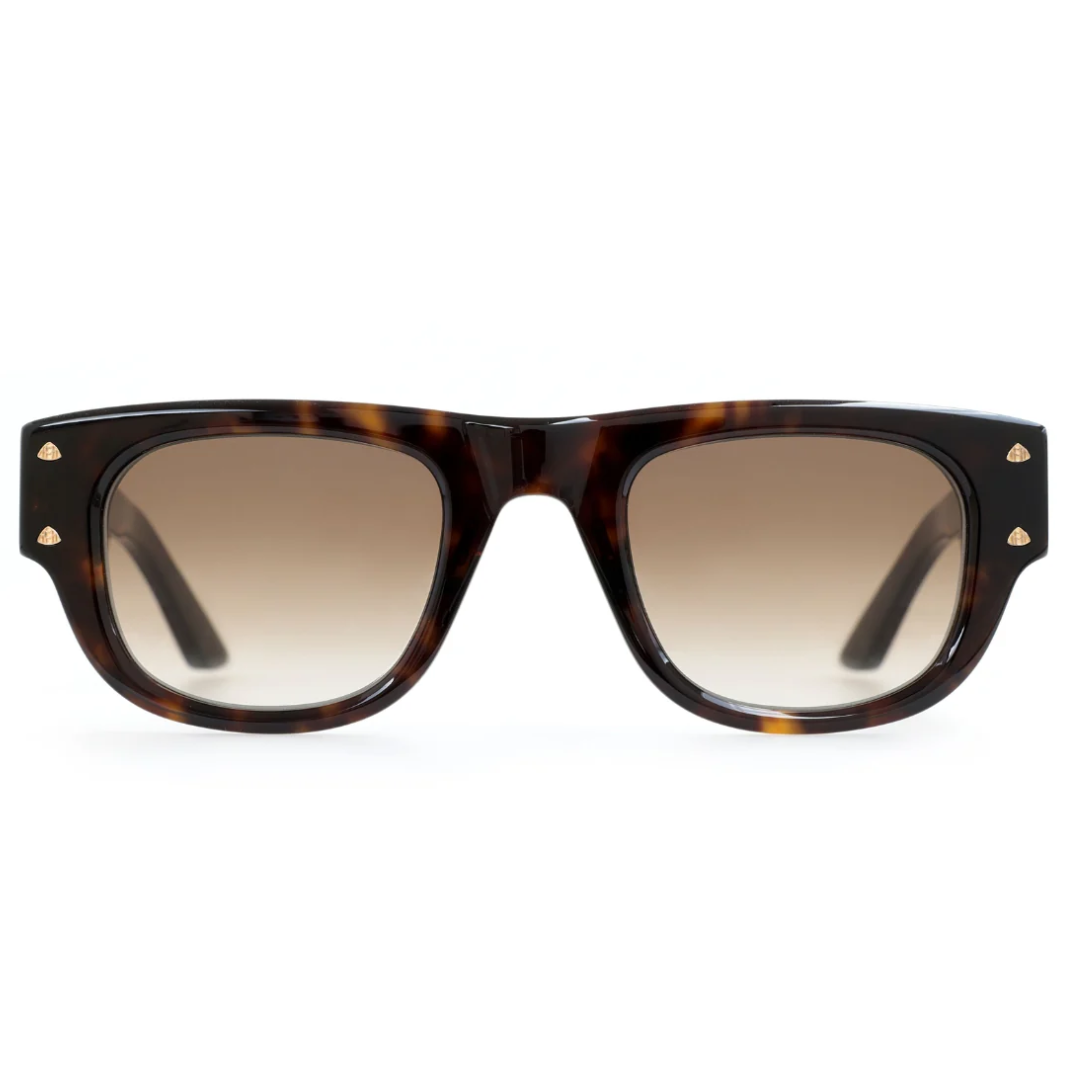Maybach THE REBEL 1 Wayfarer Sunglasses in Umber Brown Gradient / Mellow Gold-Plated Tortoise, side view