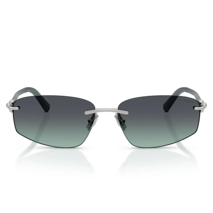 Tiffany & Co. TF3114 Rectangle Sunglasses in Azure To Dark Grey Gradient / Polished Silver, side view