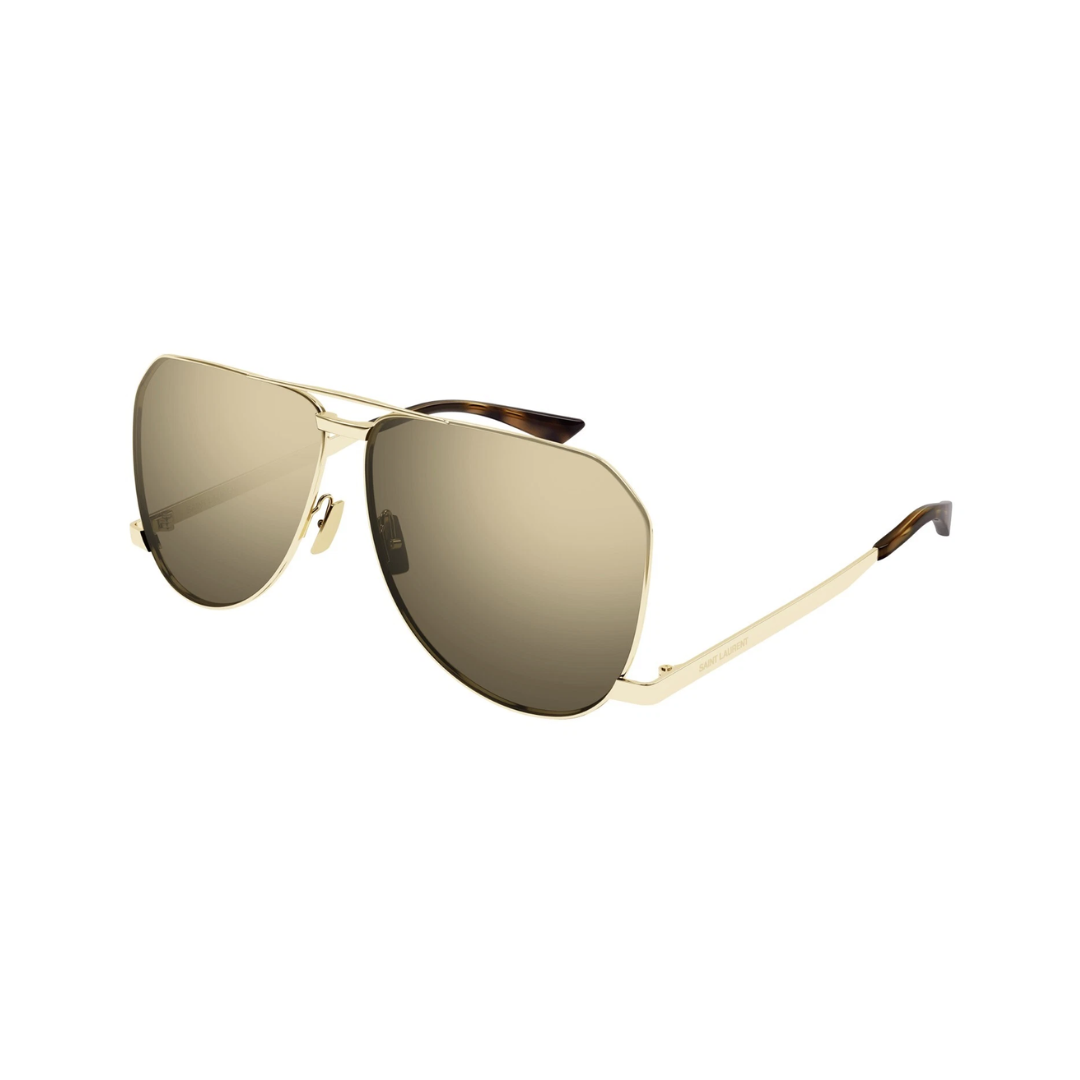 Saint Laurent SL690 Pilot Sunglasses in Brown Gold, angle view