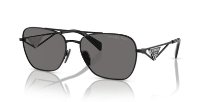 Prada PRA50S Round Sunglasses in Solid Grey Lenses With Black Frame, front view