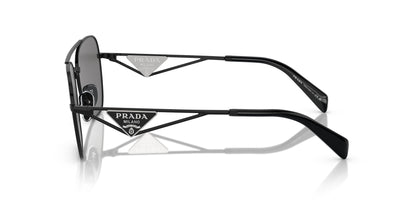 Prada PRA50S Round Sunglasses in Solid Grey Lenses With Black Frame, side view