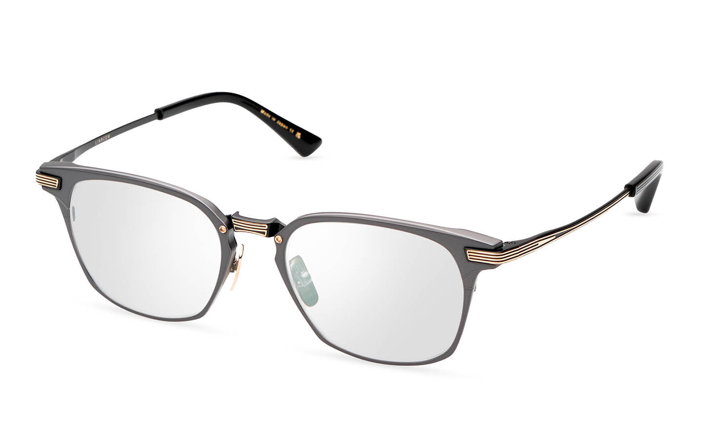 DITA LINRCON Square Eyeglasses in Black Iron / Yellow Gold, angle view