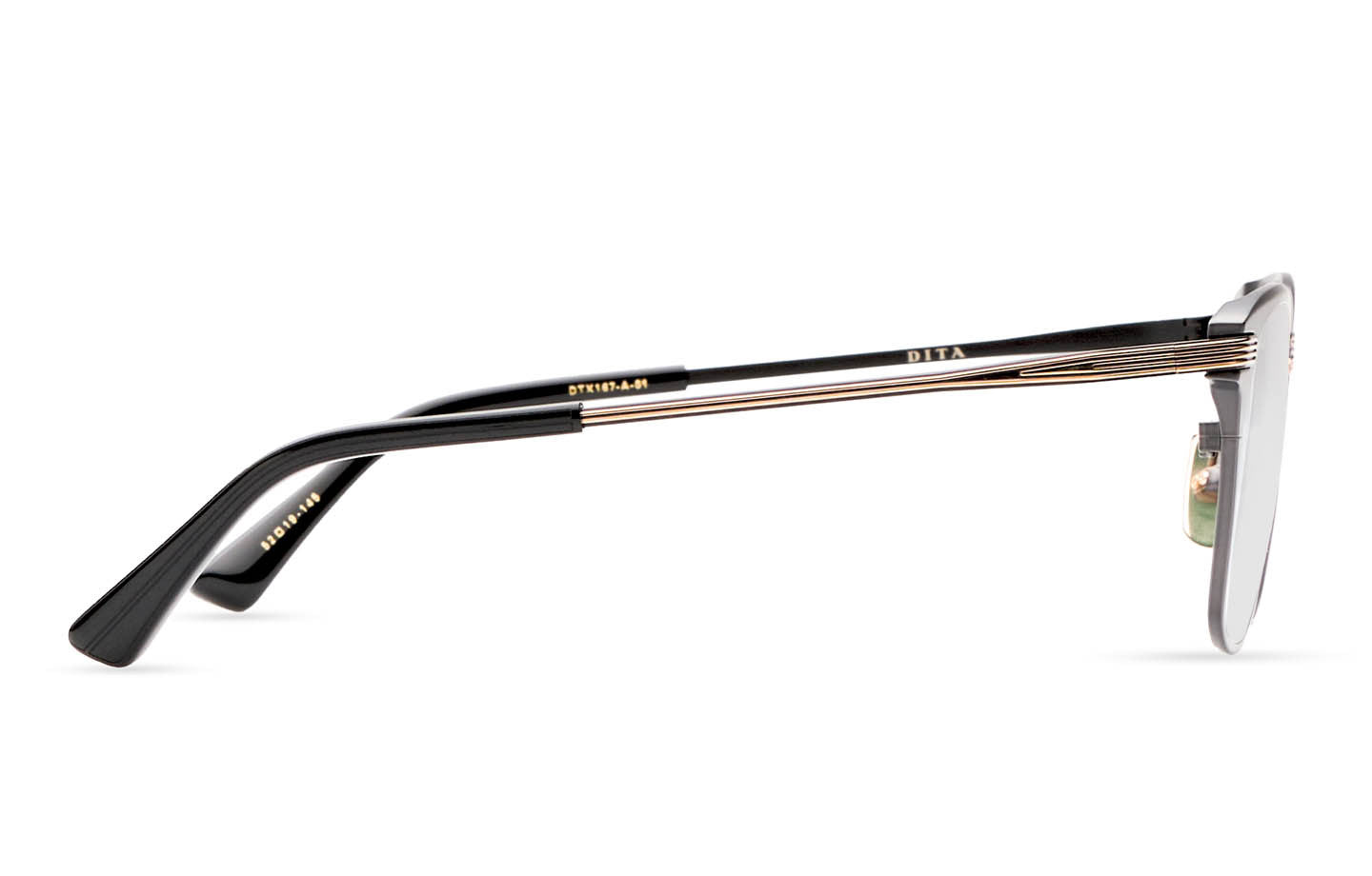 DITA LINRCON Square Eyeglasses in Black Iron / Yellow Gold, side view
