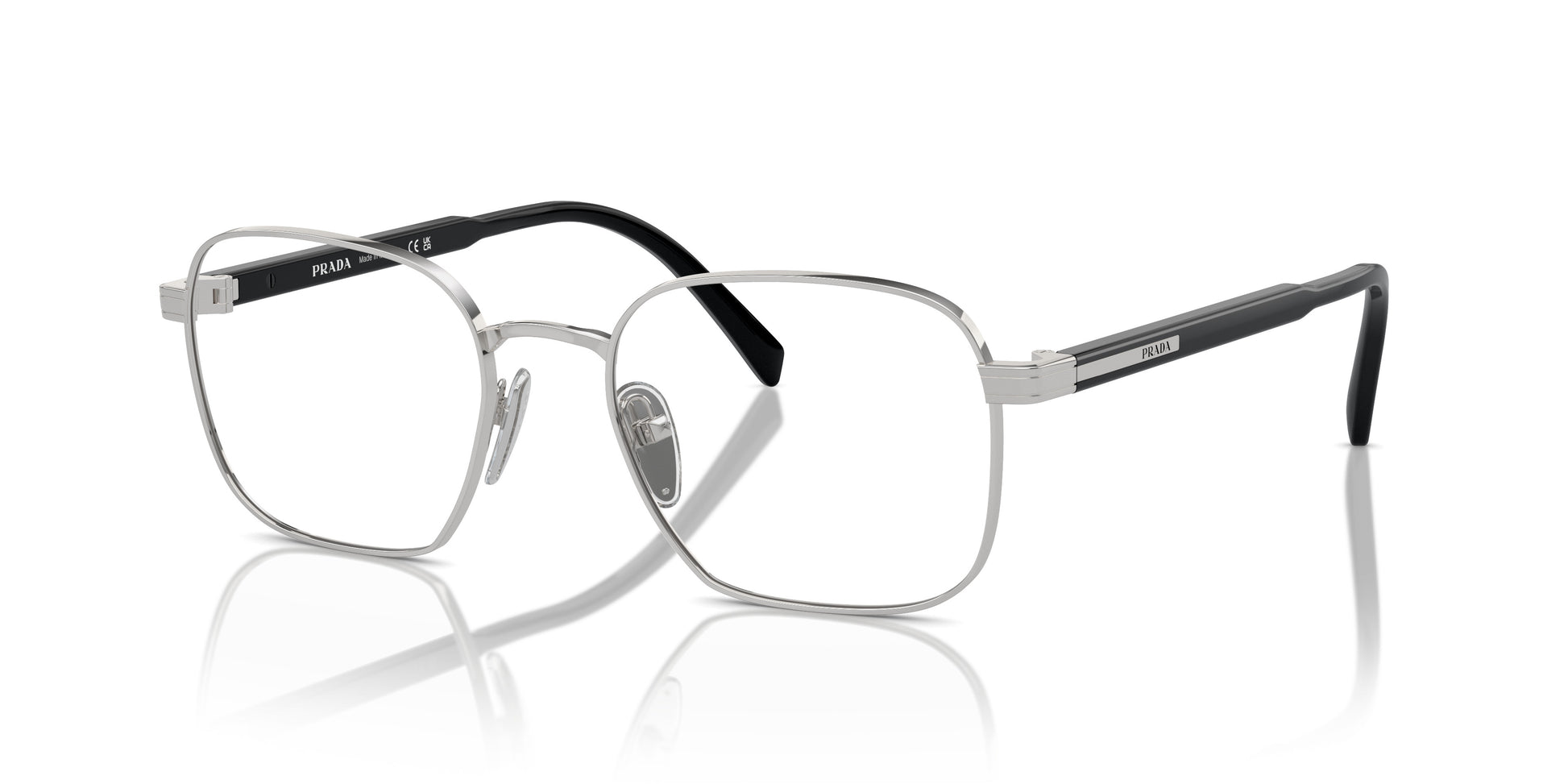 Prada PRA55V Square Eyeglasses in Silver, front view