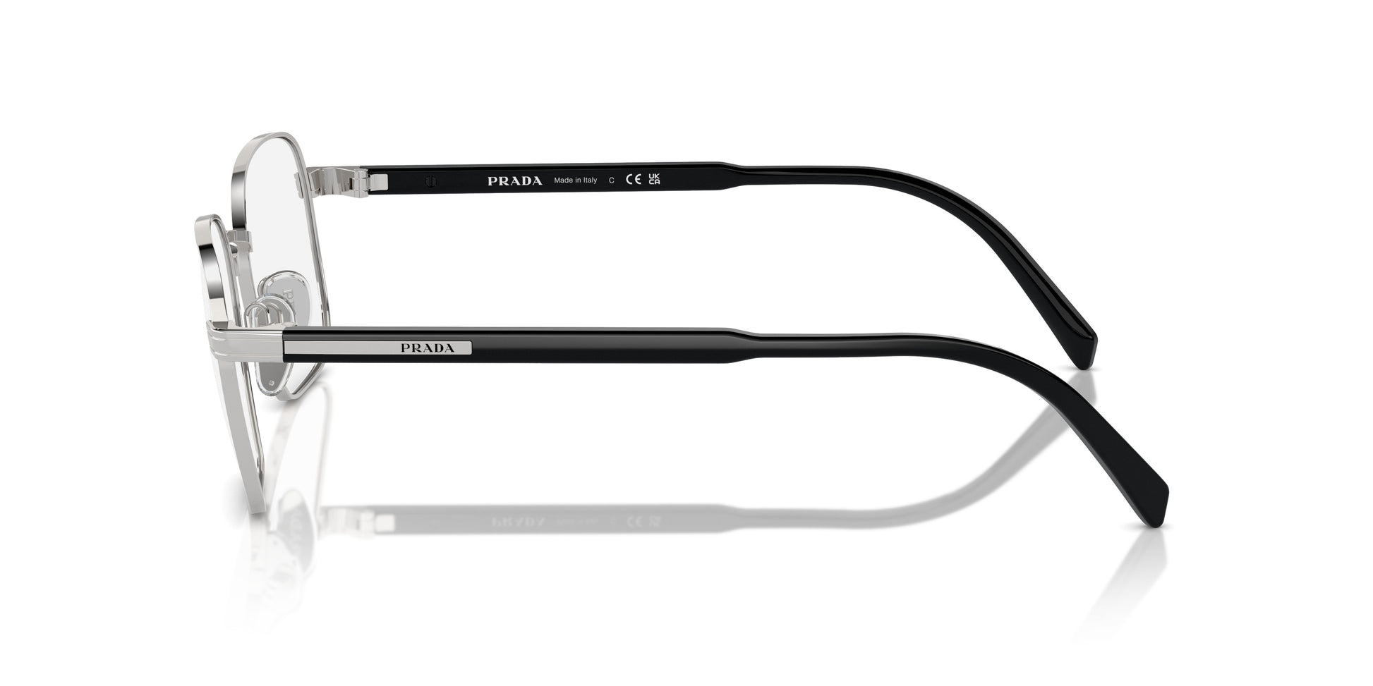 Prada PRA55V Square Eyeglasses in Silver, side view