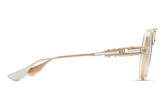 DITA GRAND DECADE Square Sunglasses in Crystal Clear / Brushed White Gold, side view