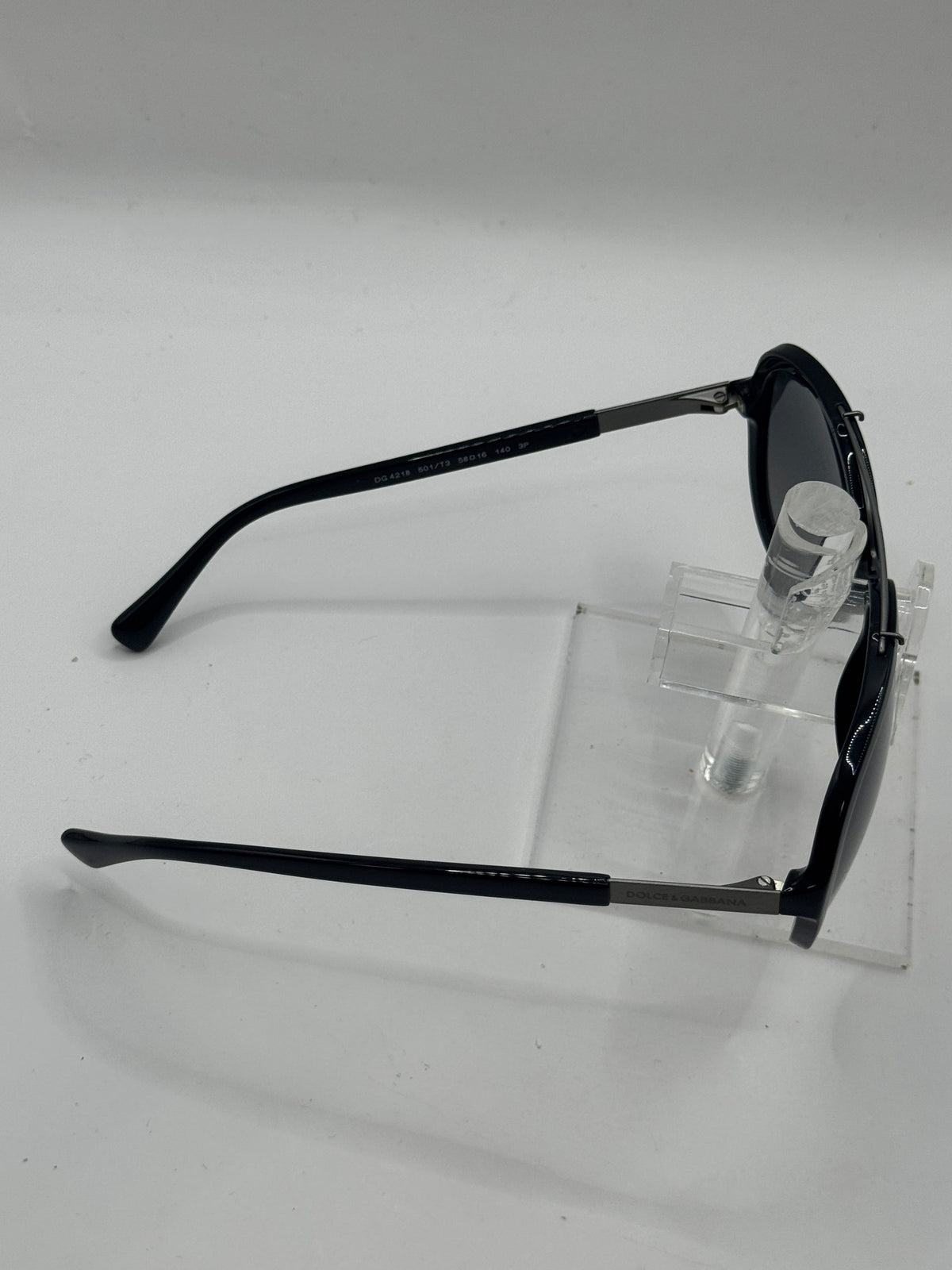 Dolce & Gabbana DG4218S Pilot Sunglasses in Grey Gradient / Black, side view