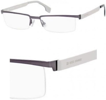 Hugo Boss BO0057/O Rectangle Eyeglasses in Dark Ruthenium, detail view