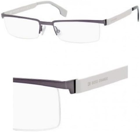 Hugo Boss BO0057/O Rectangle Eyeglasses in Dark Ruthenium, detail view