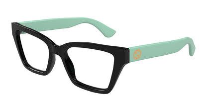 Gucci GG1715O Cat Eye Eyeglasses in Transparent / Black-Green Temples, front view