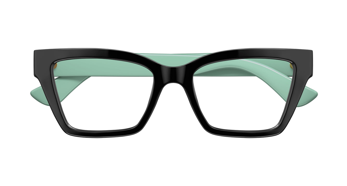 Gucci GG1715O Cat Eye Eyeglasses in Transparent / Black-Green Temples, side view