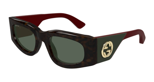 Gucci GG1664S Cat Eye Sunglasses in Green/Tortoise, angle view