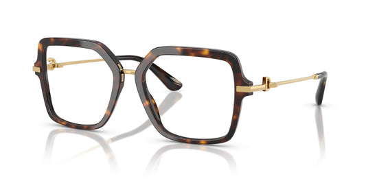 Dolce & Gabbana DG3396 Square Eyeglasses in Dark Tortoise, angle view