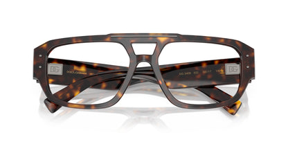 Dolce & Gabbana DG3406 Pilot Eyeglasses in Havana / Tortoise, detail view