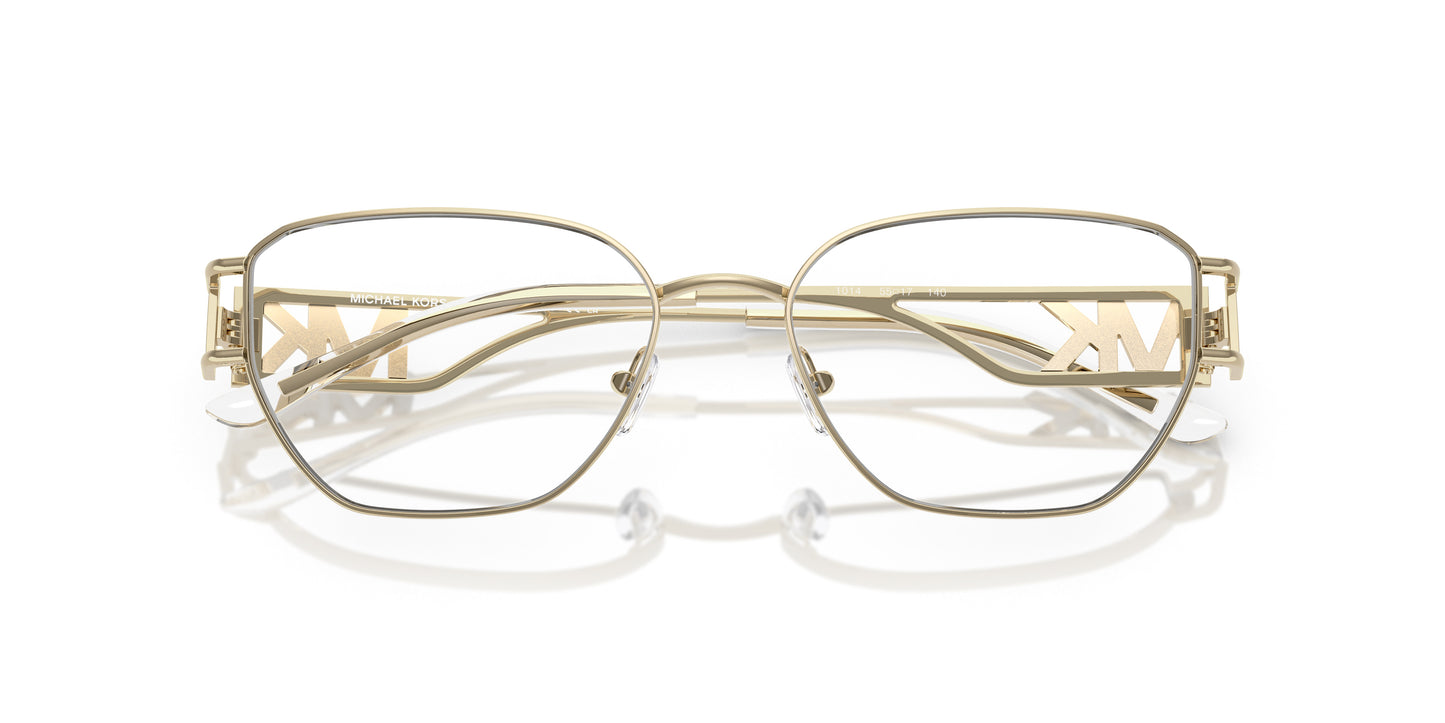 Michael Kors MK3087 Geometric Eyeglasses in Light Gold, detail view