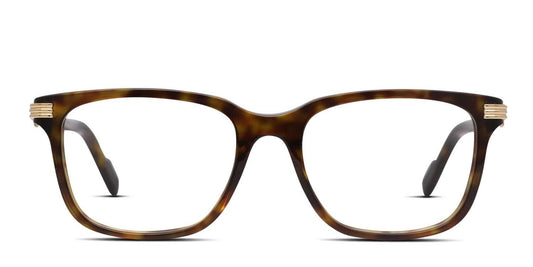 Cartier CT0161O Rectangle Eyeglasses in Clear Lenses With Havana Frame, front view