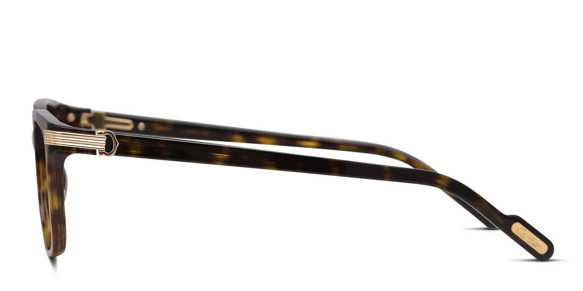 Cartier CT0161O Rectangle Eyeglasses in Clear Lenses With Havana Frame, side view