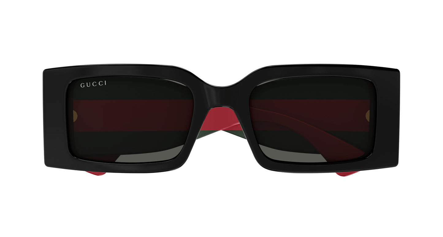 Gucci GG1860S Rectangle Sunglasses in Grey / Black-Green Temples, side view
