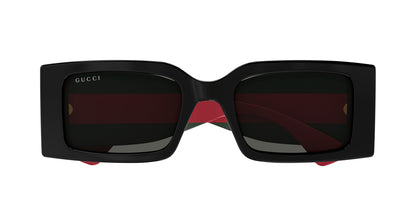 Gucci GG1860S Rectangle Sunglasses in Grey / Black-Green Temples, side view