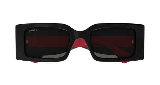 Gucci GG1860S Rectangle Sunglasses in Grey / Black-Green Temples, side view