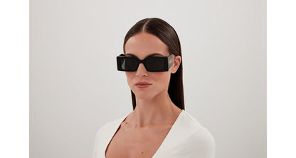 Gucci GG1860S Rectangle Sunglasses in Grey / Black-Green Temples, detail view