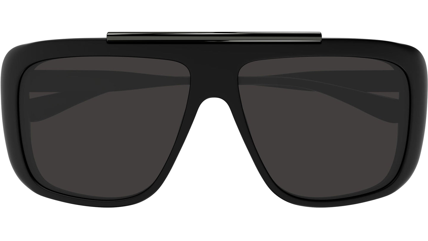 Alexander McQueen AM0492S Aviator Sunglasses in Solid Grey Lenses With Matte Black Frame, front view