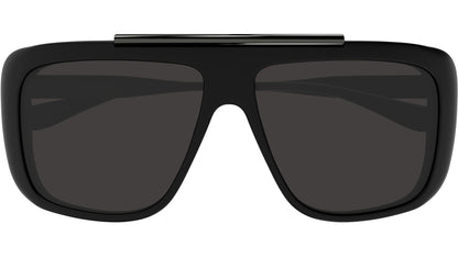 Alexander McQueen AM0492S Aviator Sunglasses in Solid Grey Lenses With Matte Black Frame, front view