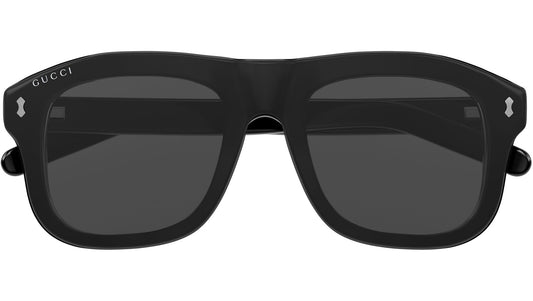 Gucci GG1712S Aviator Sunglasses in Clear And Smoke Lenses With Shiny Black Frame, front view