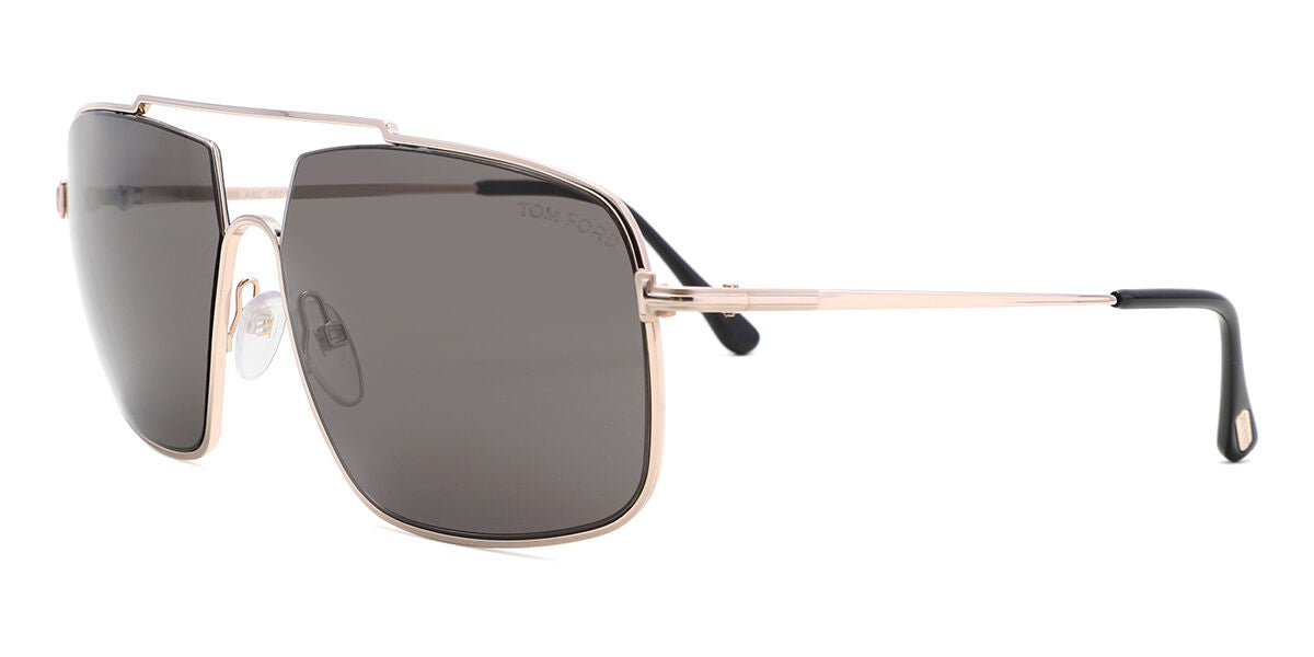 Tom Ford TF0585 Pilot Sunglasses in Gray / Gold, side view