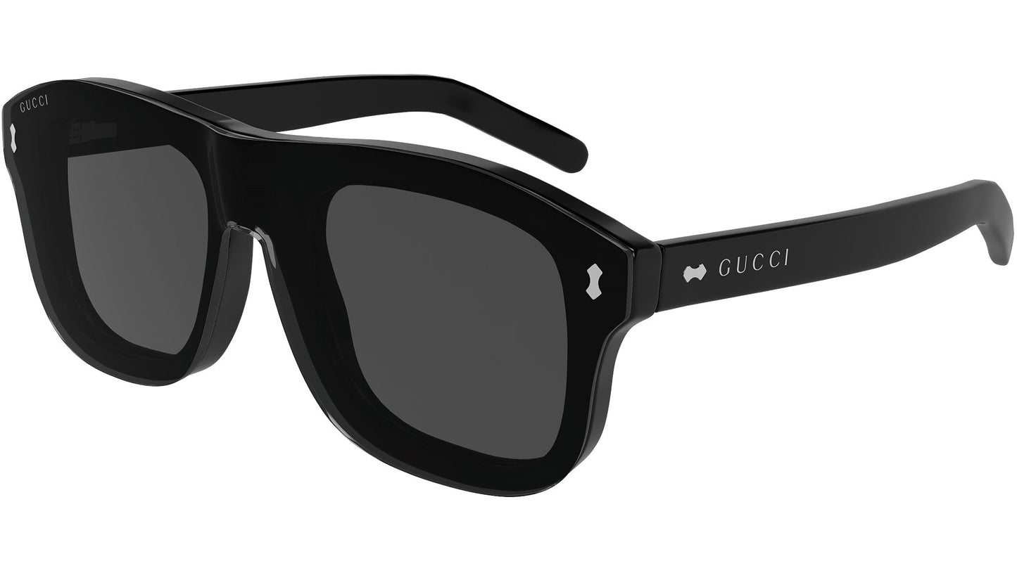 Gucci GG1712S Aviator Sunglasses in Clear And Smoke Lenses With Shiny Black Frame, back view
