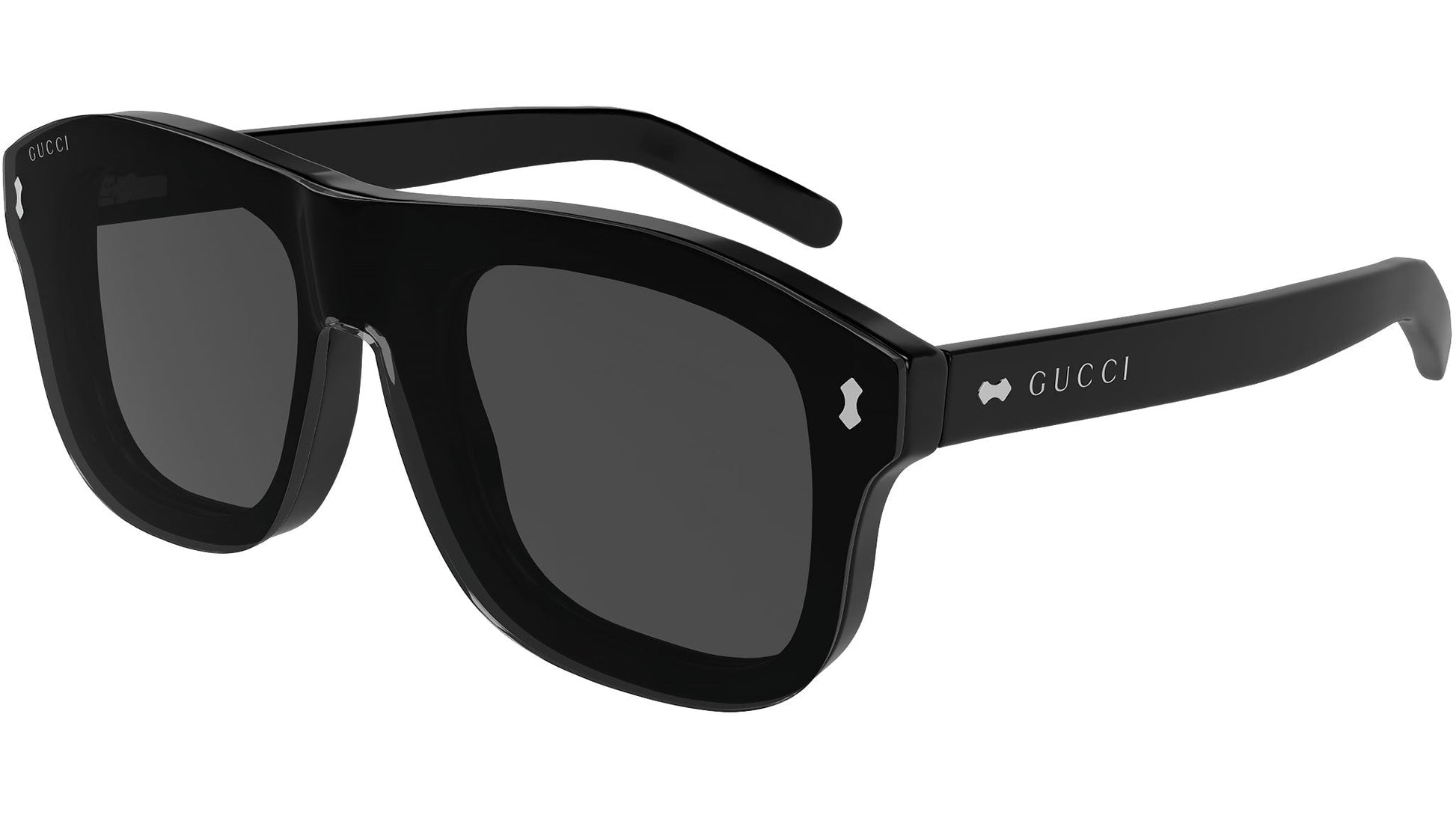 Gucci GG1712S Aviator Sunglasses in Clear And Smoke Lenses With Shiny Black Frame, back view