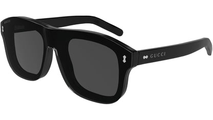 Gucci GG1712S Aviator Sunglasses in Clear And Smoke Lenses With Shiny Black Frame, back view