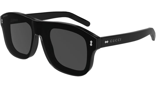 Gucci GG1712S Aviator Sunglasses in Clear And Smoke Lenses With Shiny Black Frame, back view